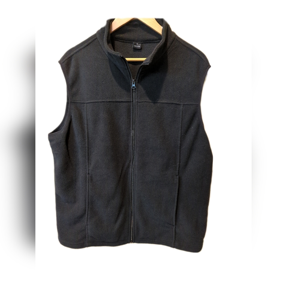 Men's Fleece Zip Up Vest, Size Large